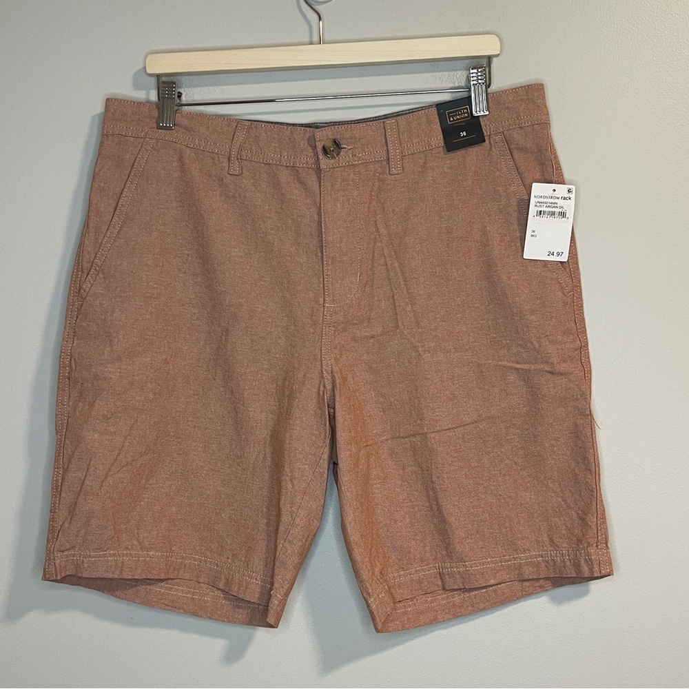 14th & Union Slim Fit Men’s Cotton Rust Argan Oil Shorts Sz 36